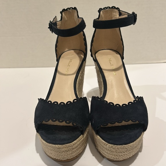 Pelle Moda Raine Platform Espadrille Sandal Midnight Blue Suede size 9 - Picture 3 of 11